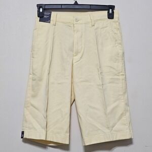 Mens Shorts 28 X 13 Yellow Classic Fit Flat Front Cotton Stretch 0970